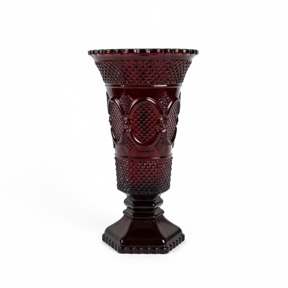 Avon Deep Red Glass Vase - Picture 1 of 13